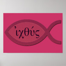 Het Christelijke Symbool van Vissen IXOYE - Rood P Poster