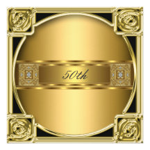 Het elegante Gouden 50ste Goud van de Verjaardag v Uitnodiging