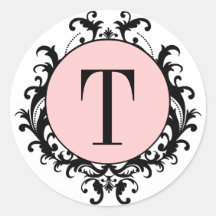 Het elegante Roze Etiket van het Damast van het Mo Ronde Stickers