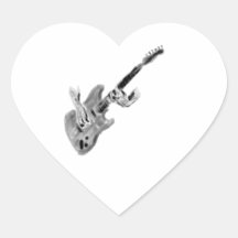 Het elektrische gitaar schilderen met handen, zwar hart stickers