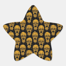 Het gele en Zwarte Patroon van de Apocalyps van de Stervormige Stickers