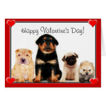 Het gelukkige puppy van de Valentijnsdag Wenskaart
