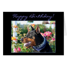 Het gelukkige wenskaart van Doberman Pinscher van 