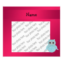 Het gepersonaliseerde roze van de naam bling uil fotoprints