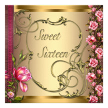 Het gouden Roze nam de Zoete Partij van Verjaardag Uitnodiging