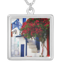 Het groeien van bougainvillea buiten een huis, Myk Gepersonaliseerde Ketting