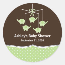 Het groene & Bruine Mobiele Baby shower van de Oli Ronde Sticker