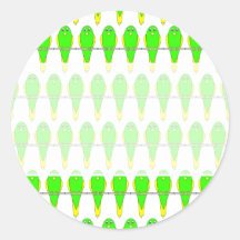 Het groene en Gele Patroon van de Vogel. Parakeets Ronde Stickers