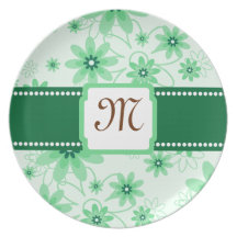 Het groene Monogram van de Bloem Bord