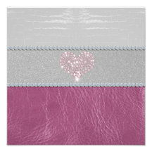 Het Hart van Bling op Glitter wit leer en roze Fotoprints