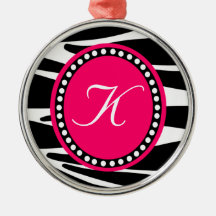Het hete Roze en Gestreepte Ornament Met monogram 