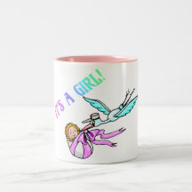 Het is een Meisje (Baby/Ooievaar) Koffie Bekers