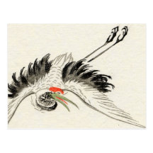 Het Japanse Vintage Briefkaart van de Kraan Wens Kaart