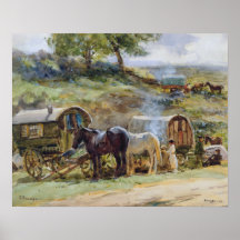 Het Kamp van de zigeuner, Appleby, 1919 Afdruk