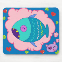 Het Kat van Handrawn houdt van Mousepad te dromen Muismat
