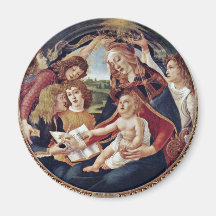 Het Kind en Vijf Engelen Tondo van Mary en van Chr Koelkast Magneetjes