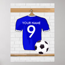 Het klantgerichte blauwe) Poster van het Voetbal v