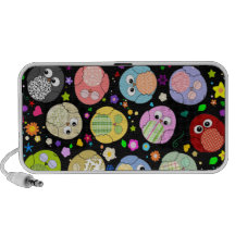 Het kleurrijke Ontwerp van Uilen en van Bloemen iPod Speakers