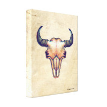 Het Leer van Faux van de Schedel van buffels Stretched Canvas Print