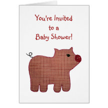 Het leuke Baby shower van het Varken van de Plaid  Wenskaarten