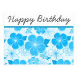 Het leuke blauwe Briefkaart van de bloemenVerjaard briefkaarten