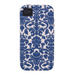 Het leuke Marineblauwe Patroon van het Damast iPhone 4/4S Hoesje