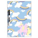 Het leuke Patroon van de Regenboog met Roze Eenhoo dry erase boards