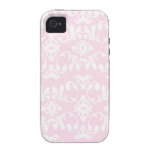 Het leuke Roze Witte Patroon van het Damast Girly iPhone 4/4S Hoesjes