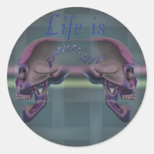 Het leven is beauti-Schedel Ronde Sticker