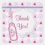 Het lieveheersbeestje bloeit Baby shower - dank u Vierkante Stickers