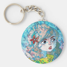 Het Meisje Keychain van de waterverf Sleutel Hanger