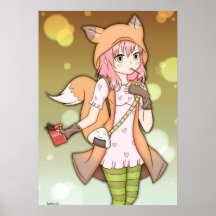 Het Meisje van Anime in Vos Cosplay Poster