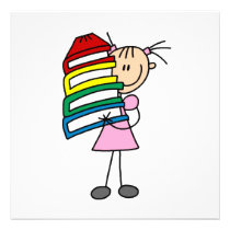 Het Meisje van de stok met Boeken uitnodigingen