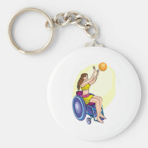 Het Meisje van het Basketbal van de rolstoel Sleutelhanger