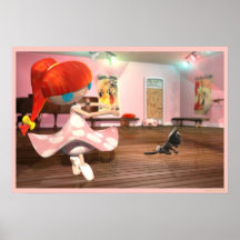 Het meisjesballet van de roodharige het dansen afdruk