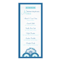 Het Menu 4x9.25 van de Dag van blauwe Mum Gepersonaliseerde Uitnodiging