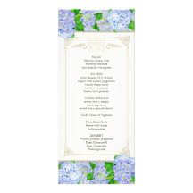 Het Menu van het diner - Blauwe Bloemen Formeel va Persoonlijke Aankondiging