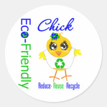 Het milieuvriendelijke Kuiken vermindert Recyclen  Stickers