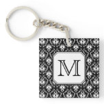 Het Monogram van de douane. Het zwart-witte Patroo key chains