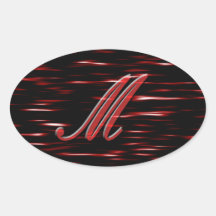 Het motief ovale sticker rode van het monogram "M"