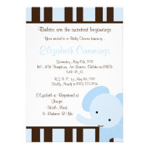 het olifants Baby shower nodigt leuk zoet bruin bl Custom Uitnodging