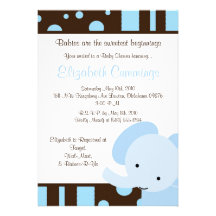 het olifants Baby shower nodigt leuk zoet bruin bl Aankondigingen