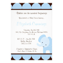 het olifants Baby shower nodigt leuk zoet bruin bl Persoonlijke Uitnodigingen