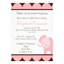 het olifants Baby shower nodigt leuk zoet bruin ro Custom Uitnodigingen