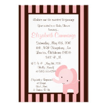 het olifants Baby shower nodigt leuk zoet bruin ro Custom Uitnodging