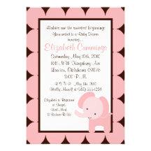 het olifants Baby shower nodigt leuk zoet bruin ro Custom Uitnodigingen