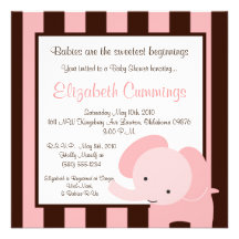het olifants Baby shower nodigt leuk zoet bruin ro Persoonlijke Aankondiging