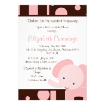 het olifants Baby shower nodigt leuk zoet bruin ro Persoonlijke Aankondiging