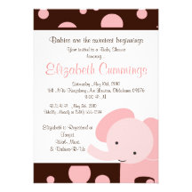 het olifants Baby shower nodigt leuk zoet bruin ro Persoonlijke Aankondiging