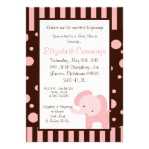 het olifants Baby shower nodigt leuk zoet bruin ro Persoonlijke Uitnodiging
